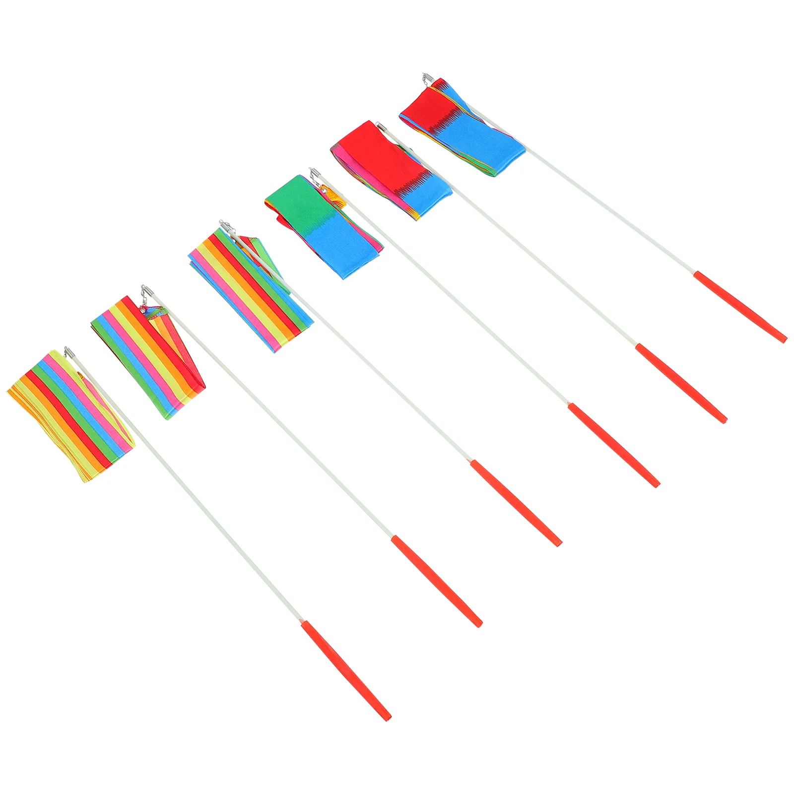 

6pcs Supple Practical Gymnastics Wands Rainbow Streamers Dance Ribbons for Child Youngster