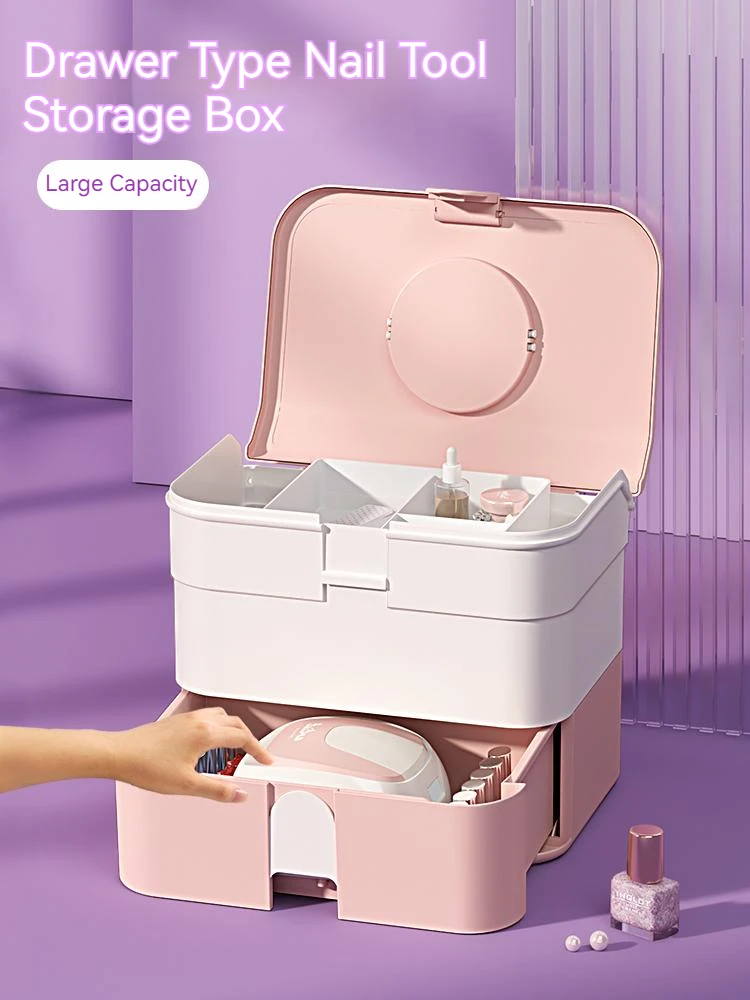 

New Multi functional Manicure Organizer Nail Gel Polish Storage Box for Nails Art Supplies Container Professional Nail Tools
