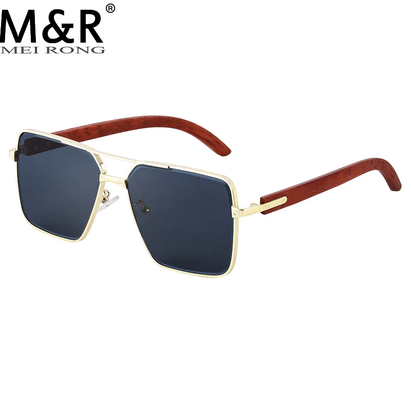 

Stylish Minimalist Women's Square Sunglasses Retro Metal Imitation Wood Grain Eyeglass Frames Summer Men's Driving Ocular UV400