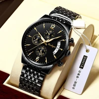 poedagar new quartz watch mens watches top brand luxury three eyes black all steel watch fashion slim dial relogio masculino 814