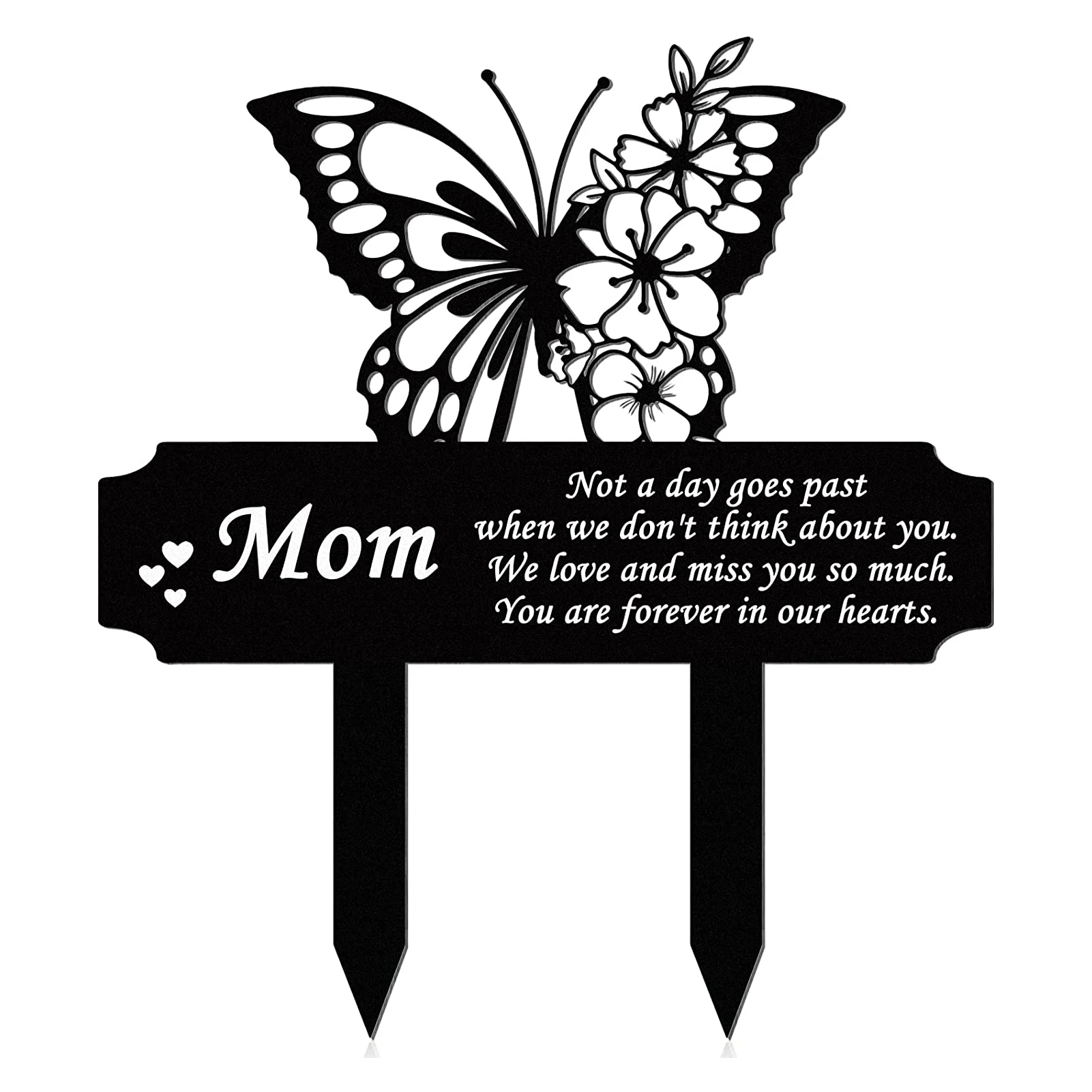 

Sympathy Black Memorial Stakes Backyard Lawn Waterproof Grave Decorations Butterfly Plaque Markers Outdoors Tombstone Garden