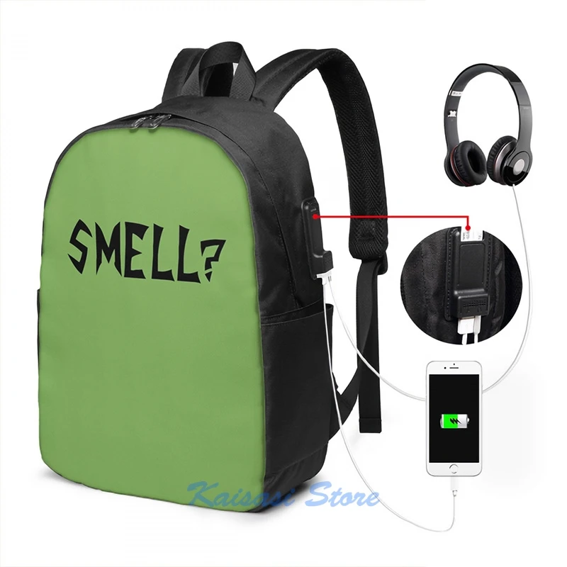 Забавный рюкзак с графическим принтом Invader Zim-Smell USB-зарядка мужские школьные
