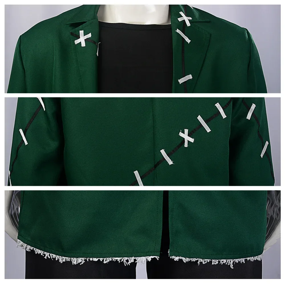 Зеленое пальто для косплея Франкенштейна черный топ и брюки костюм Хэллоуина