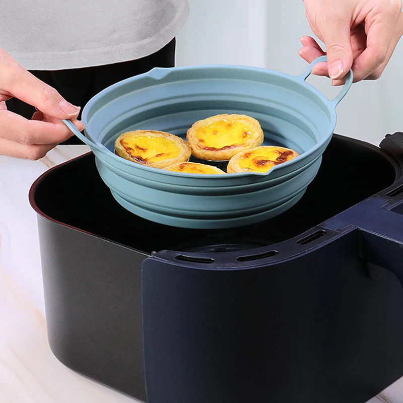 

16/18 /19cm Air Fryers Oven Baking Tray Fried Chicken Basket Mat AirFryer Silicone Pot Round Replacemen Grill Pan Accessories