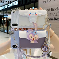 sanrio cinnamoroll iphone 12 11 pro max xs max x xr 6 s 7 8 plus case with card holder and bracelet luxury case disney stellalou