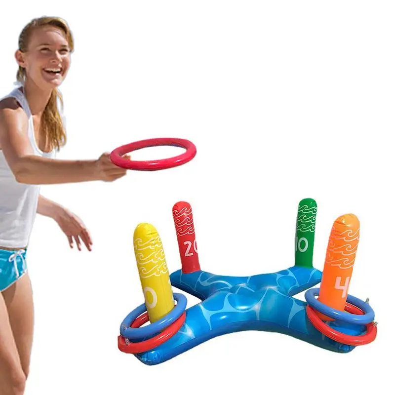 

Pool Rings Toss Game Throwing Ferrule Swimming Pool Rings Toss Game Interactive Throwing Ring Water Prop Children Inflatable Toy