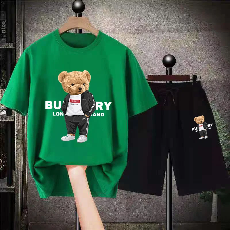 2 Piece Outfits For Men Men's Clothing Summer Streetwear Tracksuit Jogging Suit Solid Color Men Oversized T-shirts Shorts Sets