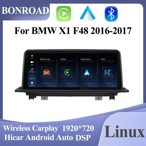 Автомобильный мультимедийный плеер BONROAD, 10,25 дюйма, для BMW X1 F48 2016-2017