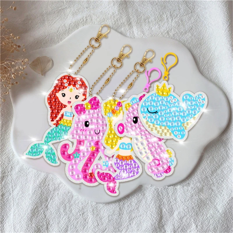 

Arts and Crafts for Kids Ages 8-12 15pcs DIY Mermaids Animals Gem Keychains 5D Diamond Painting Art Kits Gifts for Girls