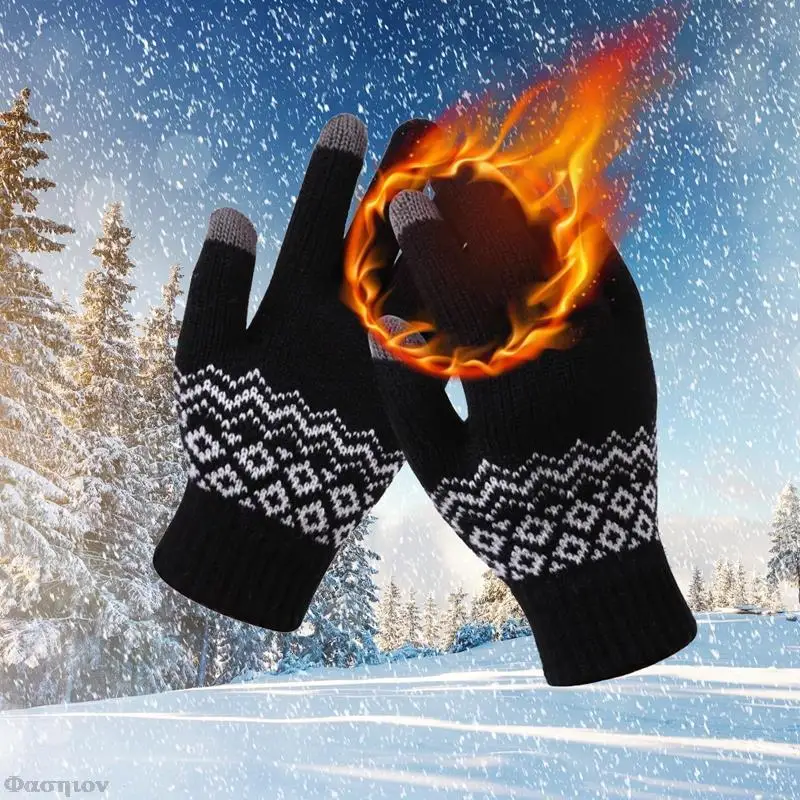

Зимние теплые перчатки для сенсорного экрана для женщин и мужчин, эластичные вязаные варежки, акриловые перчатки с закрытыми пальцами, женс...