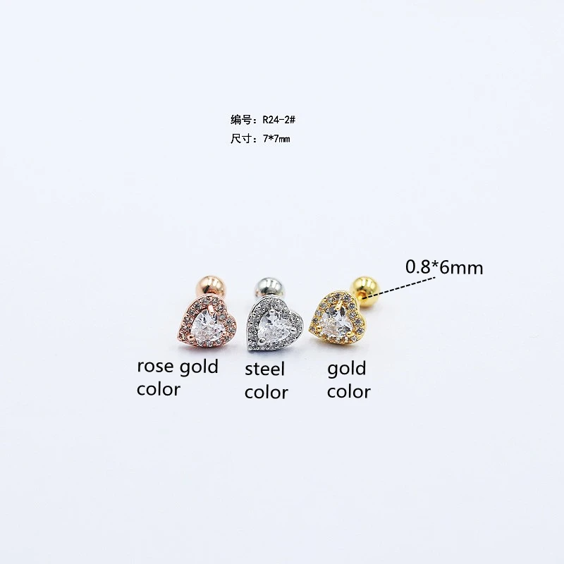 1514 The Geometric Zircon With Stainless Steel Screw-Back Stud Earrings The Bar 0.8*6mm IP Plating No Easy Fade Allergy Free