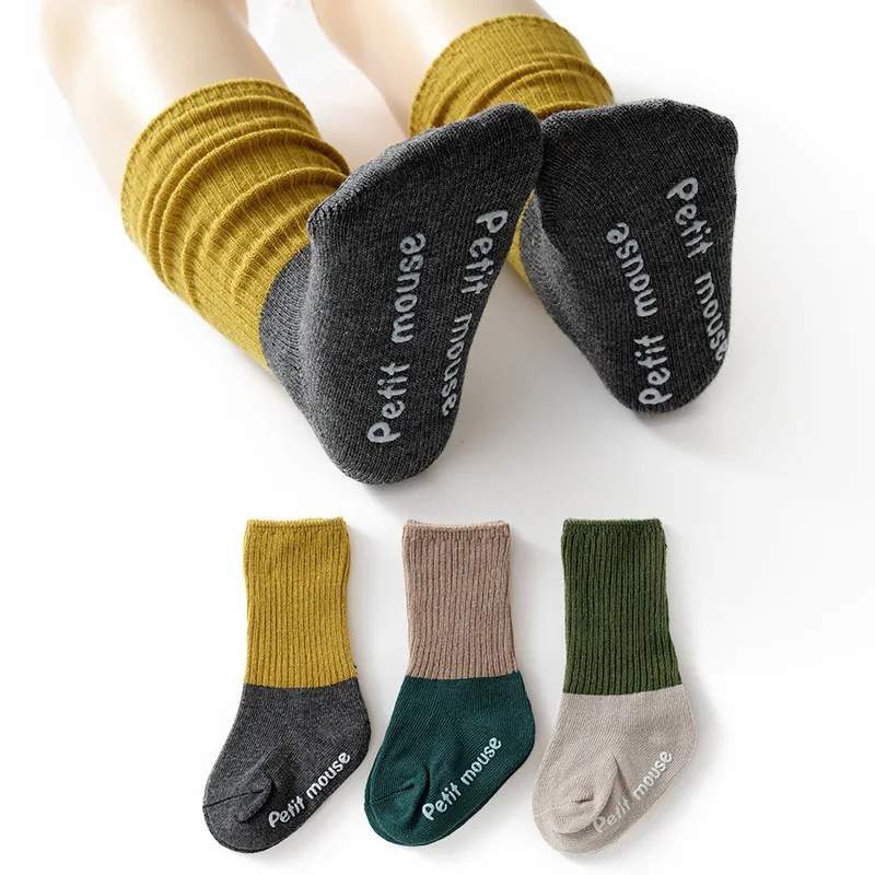 

3 Pair/set Ribbed Infant Baby Socks Combed Cotton Baby Socks Autumn Spring Toddler Anti Slip Socks 0-3 Years New Arrival