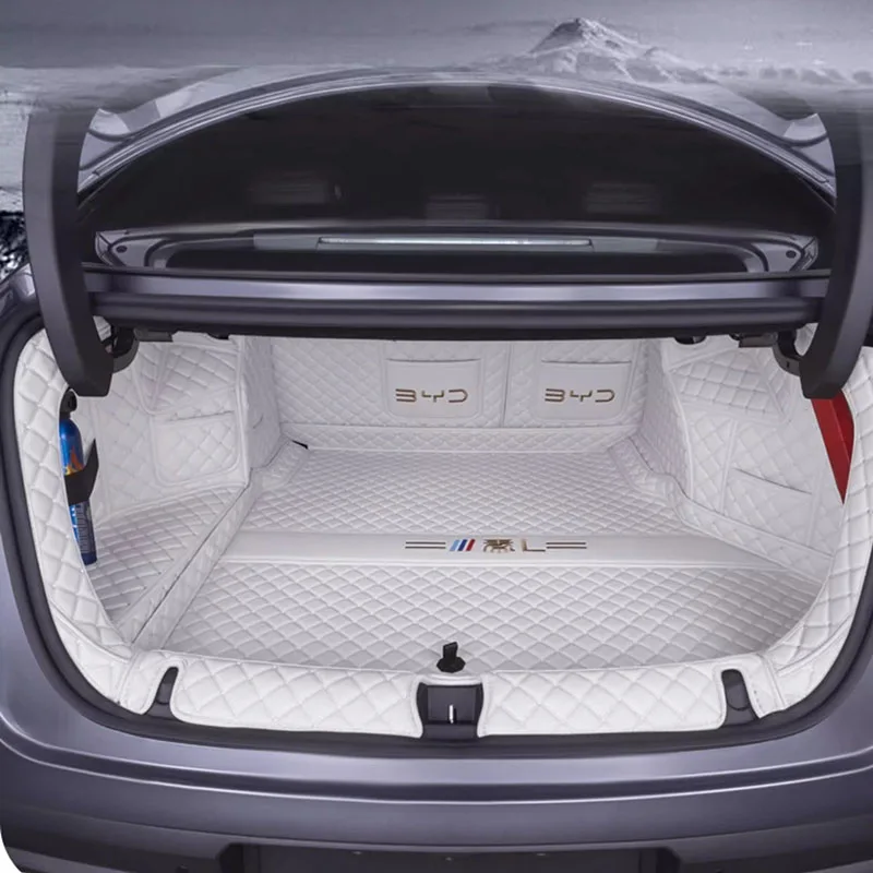 Фото Пользовательские основные коврики в багажник автомобиля для BYD QIN L DMi EV 2025, водонепроницаемая, против царапин, нескользящая защитная крышка, внутренний аксессуар №1