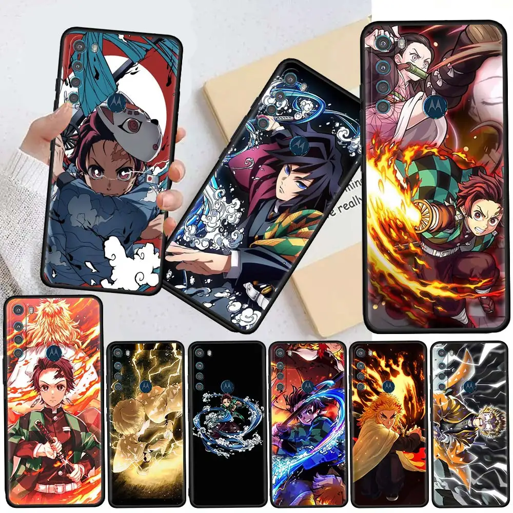 

Anime Cartoon Demon Blade Case For Motorola G30 G9 G8 Play G60 G20 Edge 20 G50 One Fusion Plus G9Power Black Soft Phone Capas