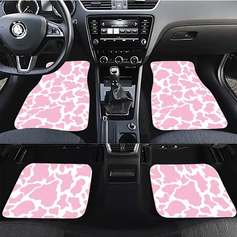 

Напольные коврики для автомобиля с розовым принтом коровы, Нескользящие напольные коврики для автомобиля, аксессуары для украшения автомо...