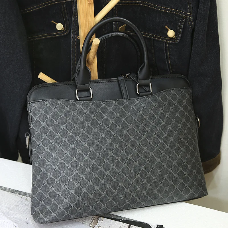 Business Style Plaid Crossbody Bag for Men