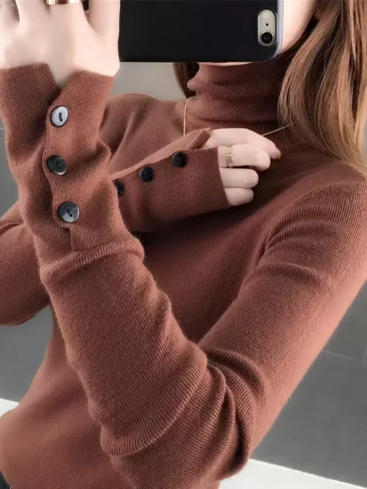 

Turtleneck Sweater Women Slim Pullover 2022 New Autumn Winter Korean Fashion Sweaters Jumper Female Clothing Basic Knitwear tops