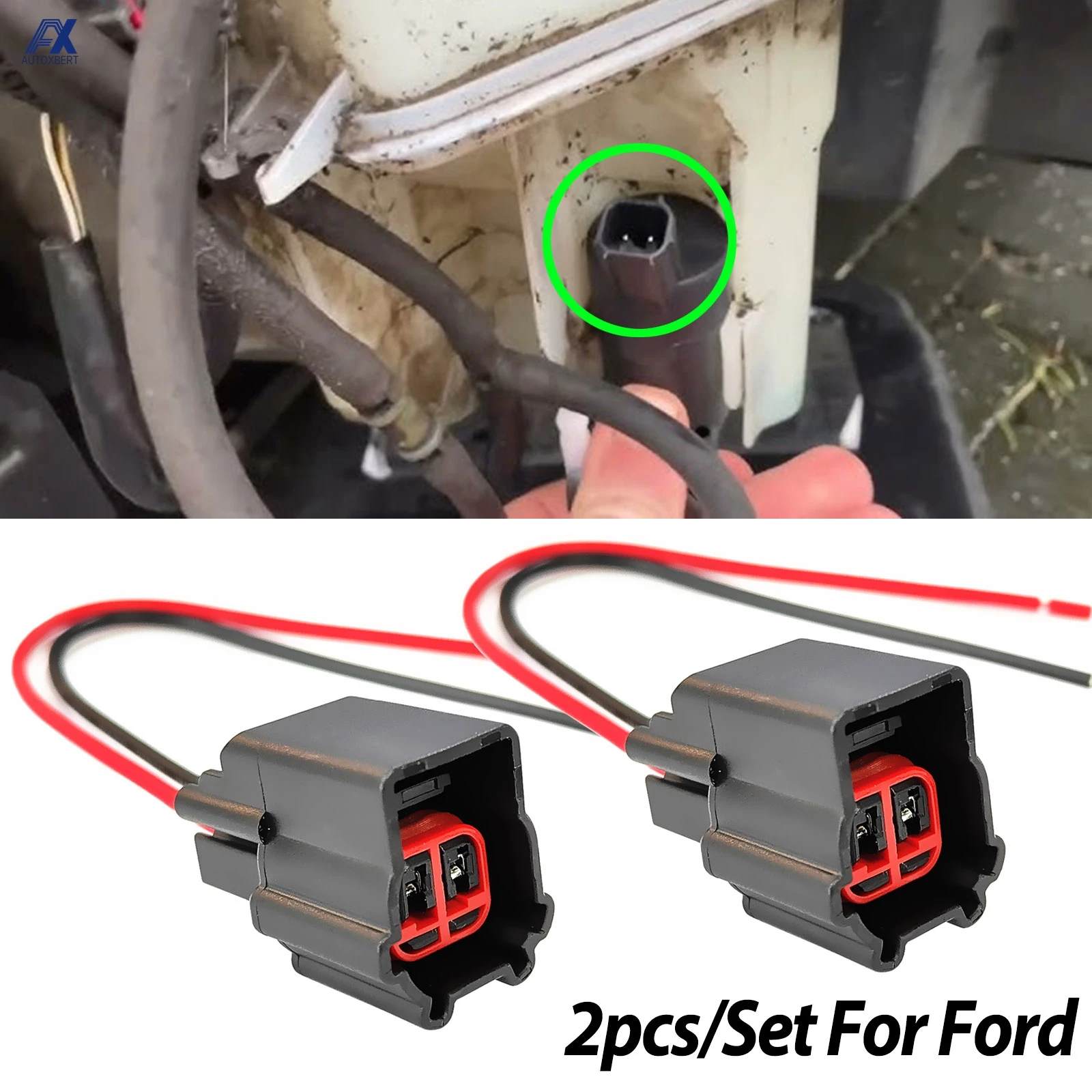 

2X для Ford Transit Tourneo Focus C-Max Ecosport Galaxy Kuga Mondeo SMax, разъем насоса омывателя лобового стекла, вилка, проводка