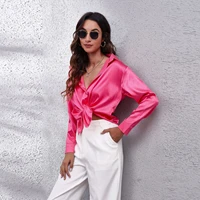 jocoo jolee chic satin pink women blouse solid color single breasted turn down collar casual shirts office lady fashion clothes