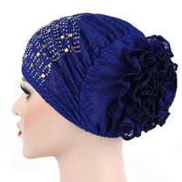 new lace flower hollowed out turban caps headband beautiful hijab hats womens headscarf womens bonnet