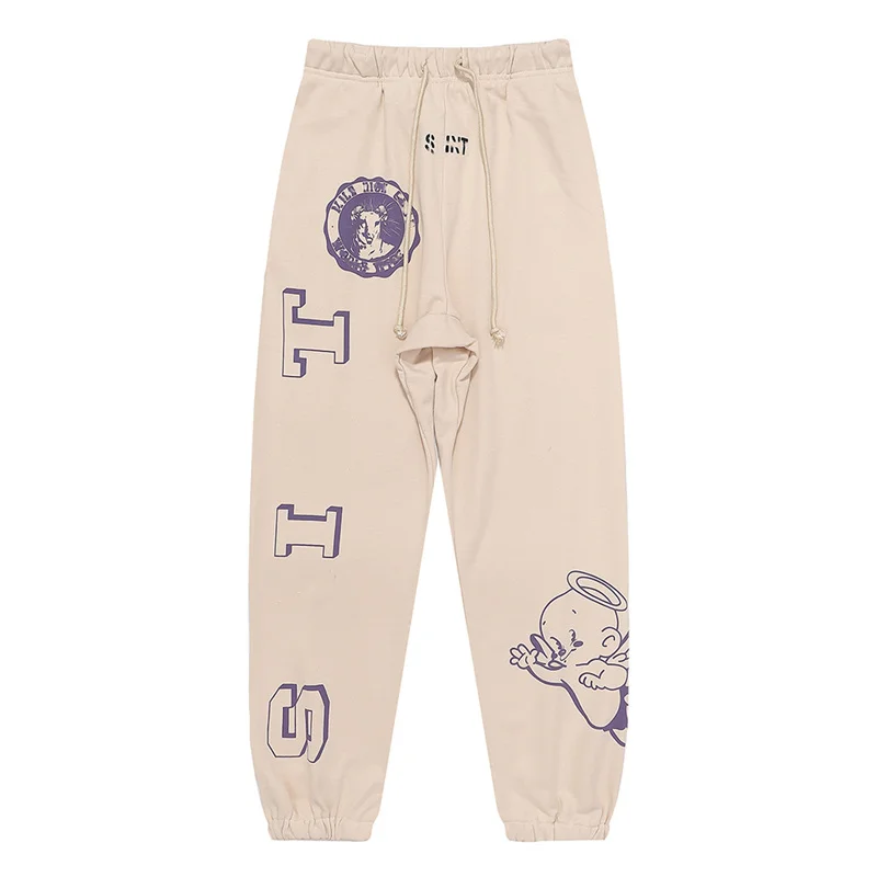 

Мужская спортивная уличная одежда до щиколотки с эластичной средней талией и рисунком граффити в американском винтажном стиле, осень 2022