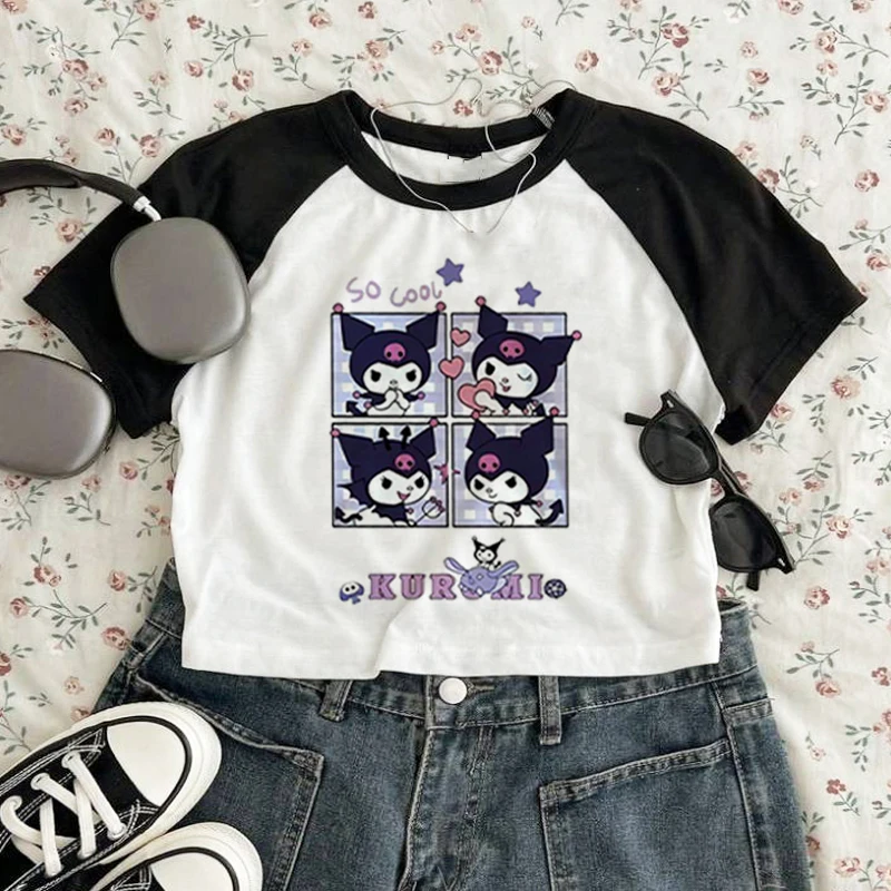 Футболка женская с принтом манги и коротким рукавом Y2k