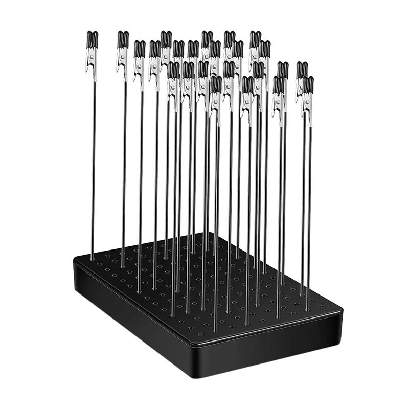 

HOT-Painting Stand Base Holder And 24 Pcs Alligator Clip Sticks And For Modeling Parts For DIY Card Photo Memo