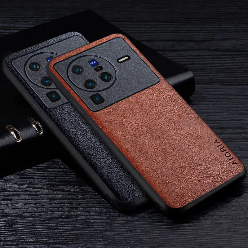 

Leather Case For Vivo X80 Pro 5G Luxury Business Style Retro Litchi Pattern Back Cover for vivo x80 pro phone case