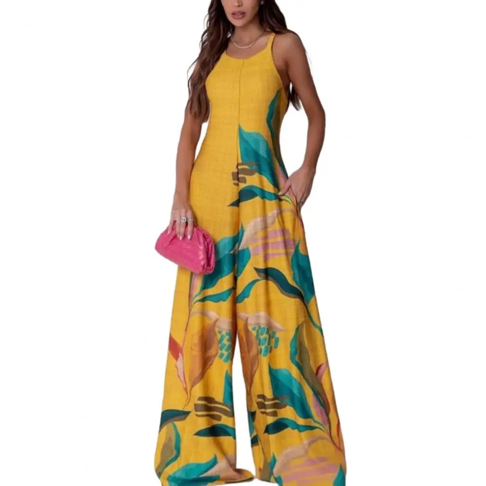 

Женский тонкий комбинезон на бретельках с геометрическим рисунком