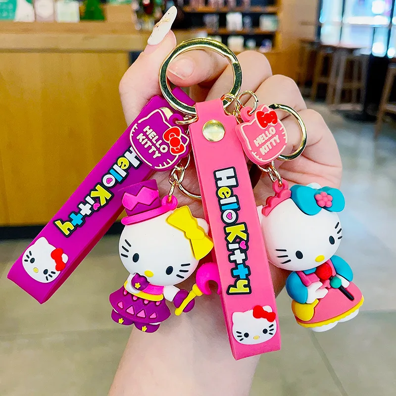 

Cute Sanrio Action Figures Toys Keychain Anime Hello Kitty Prom Accessories Cartoon Key Chain Car Keyring Bag Pendant Gift