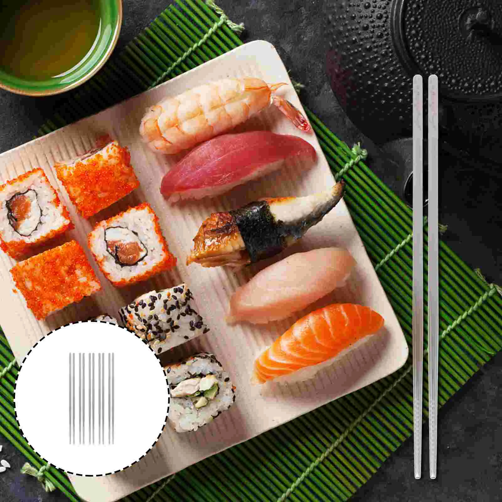 

10 Pcs 304 Stainless Steel Chopsticks Non-slips Portable Box Set Silverware Reusable Food Kitchen Supply Metal Useful