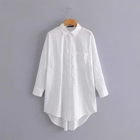 pocket casual long sleeve business blouse female fashion chic solid single breasted white blouses elegant spring women shirts