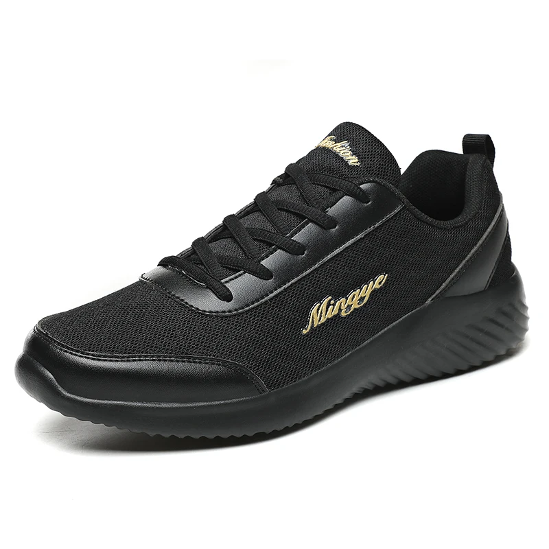 New Fashion Casual 2022 Men's Running Shoes Breathable Leather Comfortable Sneakers Men Outdoor Light Walking Men's Shoes Black