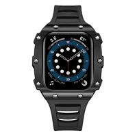 luxury rubber metal case for apple watch 44mm 45mm stainless steel watch strap for apple watch series 6 5 se 4 3 2 7 41mm 40mm