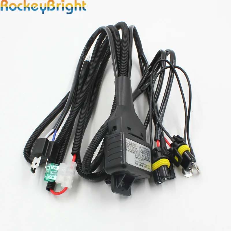 Rockeybright H4 Bi Xenon headlight bulb controller HID xenon bulb H4 hi/lo headlamp relay cable wiring harness for H4 xenon lamp