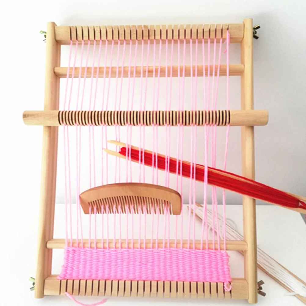 

Large Size DIY Hand-Knitting Wooden Loom Toys Children Weaving Machine Intellectual Development Loom Toys(Random Color of Wool)