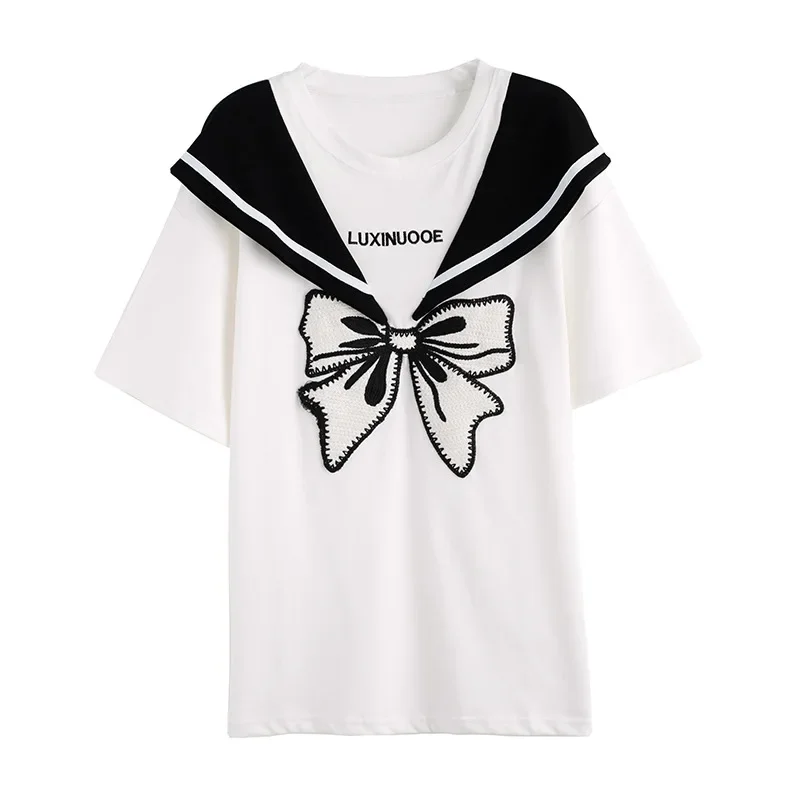 Новинка 2024 летняя футболка с короткими рукавами из чистого хлопка женская