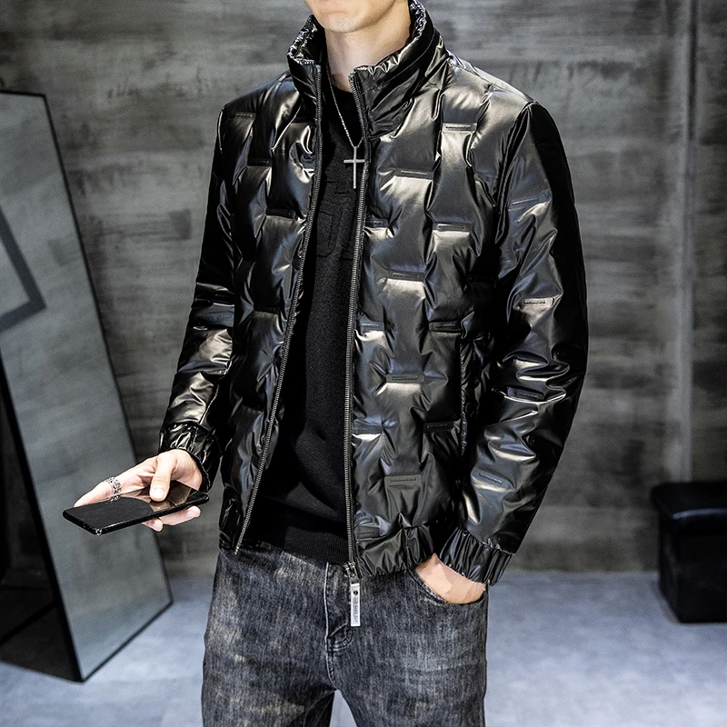 

Light Down Jacket Men's Winter Bright Face Short Fashion Brand Cool Cold Winter Warm Coat Men's Individual Outerwear Korean Vers