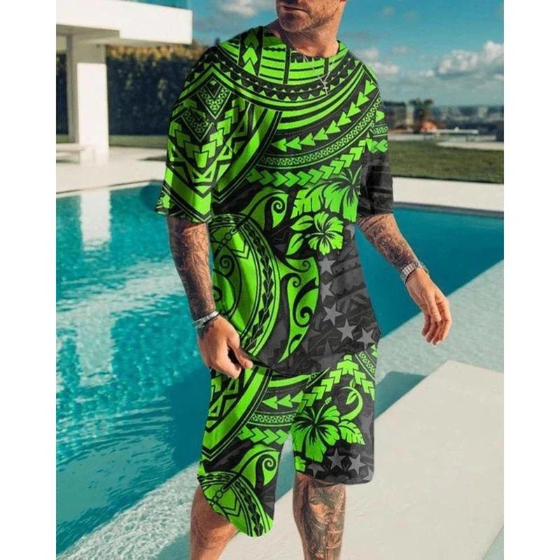 Summer Man Sport Suit Oversized Short Sleeve Tracksuit Men's T-shirt Sportswear Two-piece O Neck Breathable Men Clothing Set