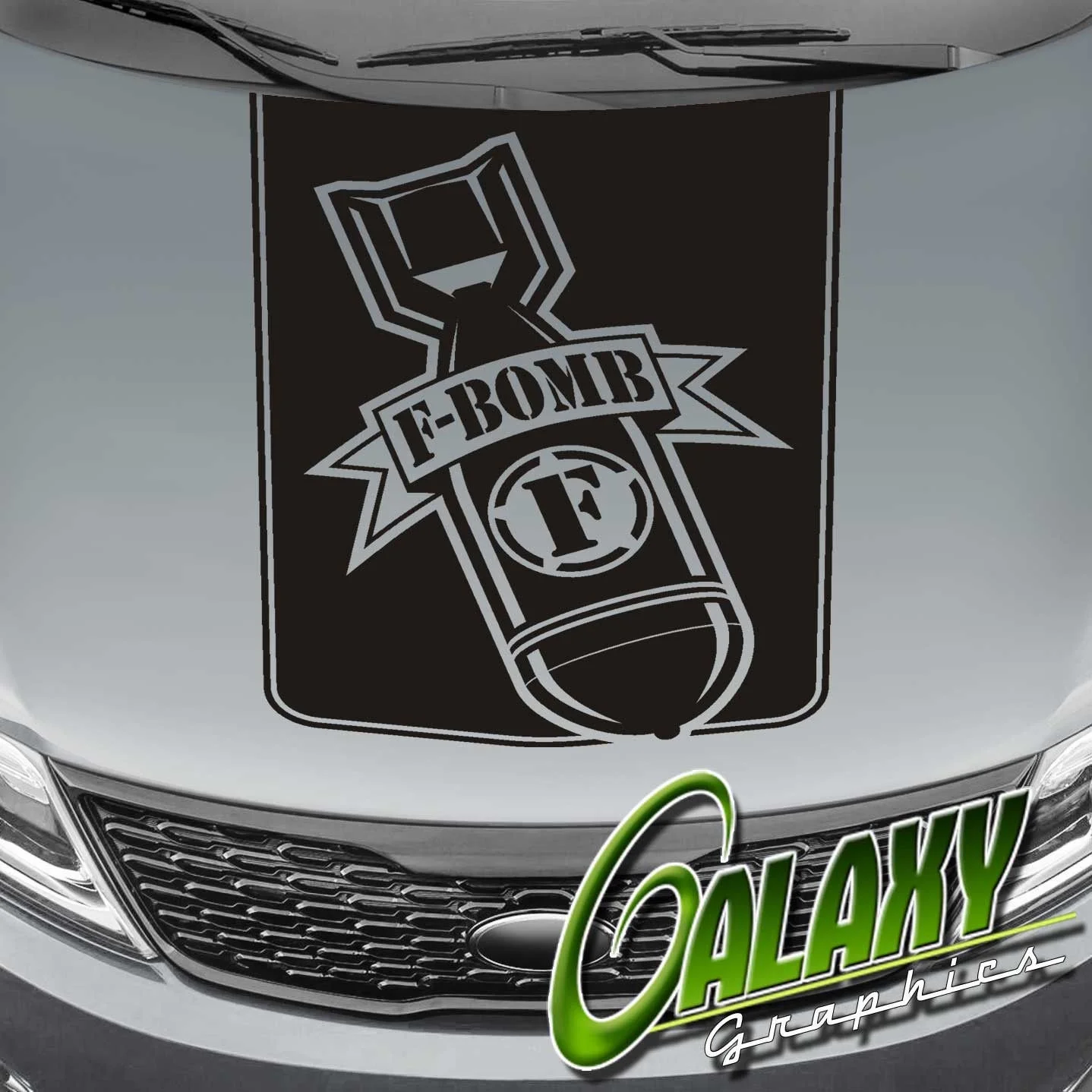 

For Universal F Bomb Blackout Truck Hood Decal - Ram F150 Silverado Tundra