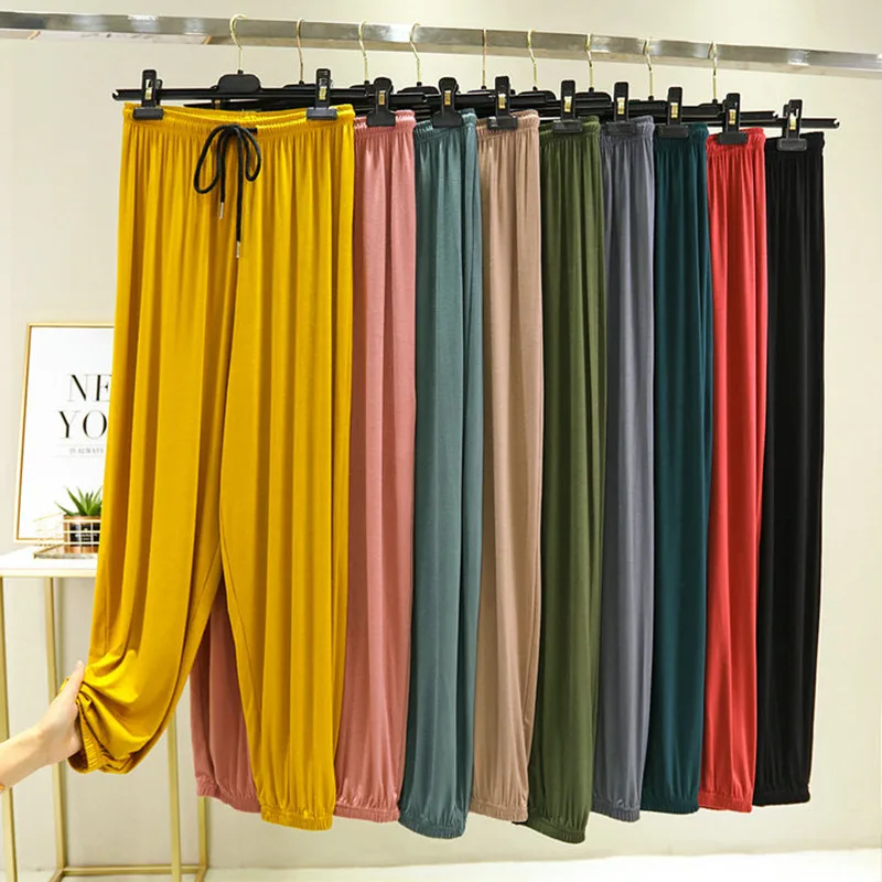 

Sleepwear Homewear Women Comfortable For Mujer Bloomers Female Belt Pajama Fdfklak Pant Pantalones Loose Modal Pants Casual De