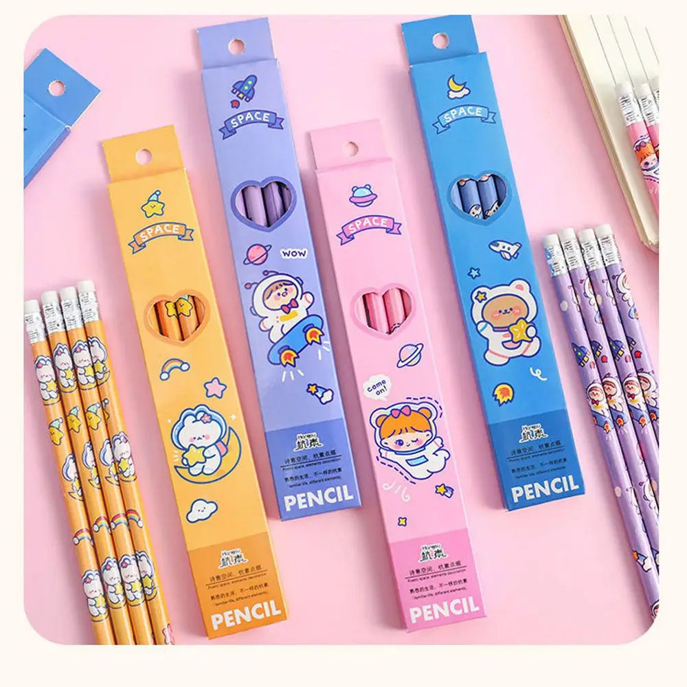 

Cartoon Astronaut Series HB Pencil High Quality Sketch Pencil Set Wooden Lead Pencil For Students Kids Creative Stationery