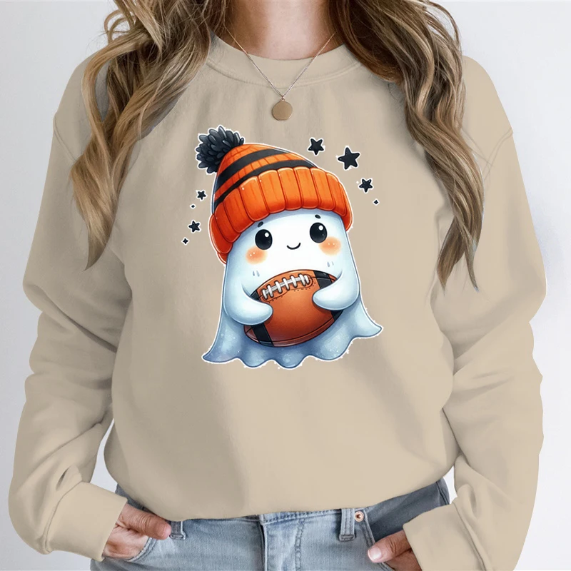 Бейсбольная Толстовка с забавным принтом призрака Женский пуловер рисунком на