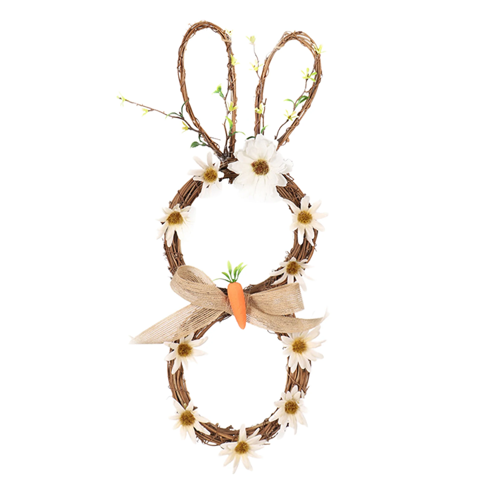 

Пасхальный декоративный венок в виде кролика, Пасхальный венок ручной работы со светодиодной подсветкой из ротанга, для входной двери