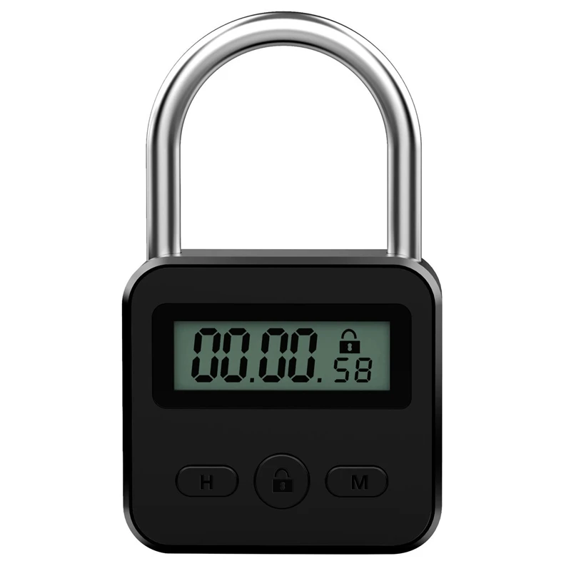 Metal Timer Lock LCD Display Multi-Function Electronic Time 99 Hours Max Timing USB Rechargeable Timer Padlock