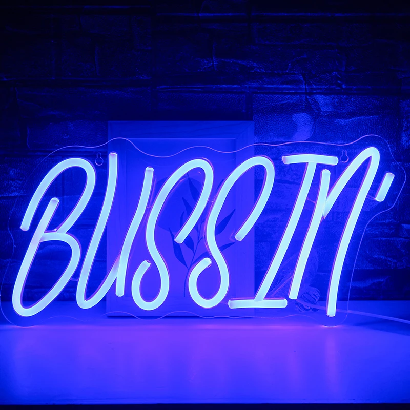 Wanxing Bussin Letter Led Neon Signs USB for Restaurant Party Bar Club Wall Hanging Neon Lights Wedding Christmas Room Decor