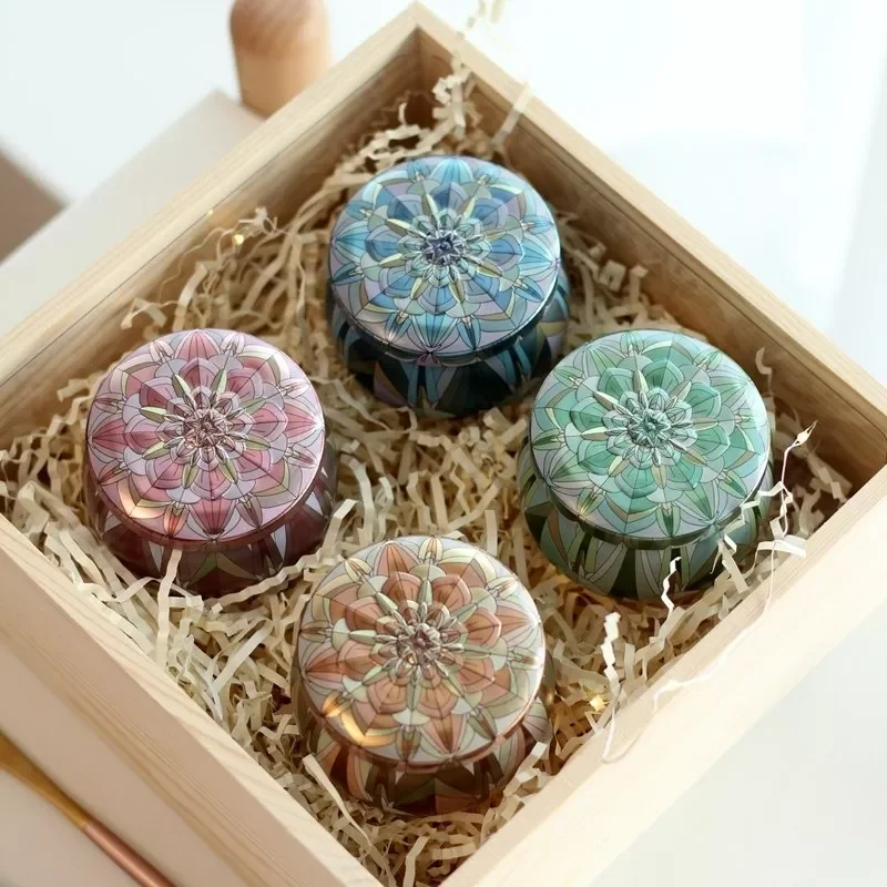 

1PC Flower Tea box candle tin small tea leaf through gold European creative wedding Candy box For Wedding Gift