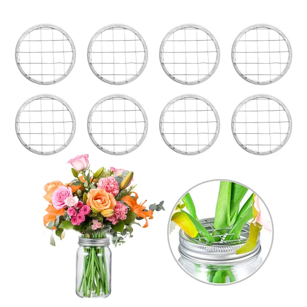 

8pcs Universal Mason Jar Flower Frog Lid Replacement DIY Accessories Insert Cover Plant Organizer Durable Stainless Steel