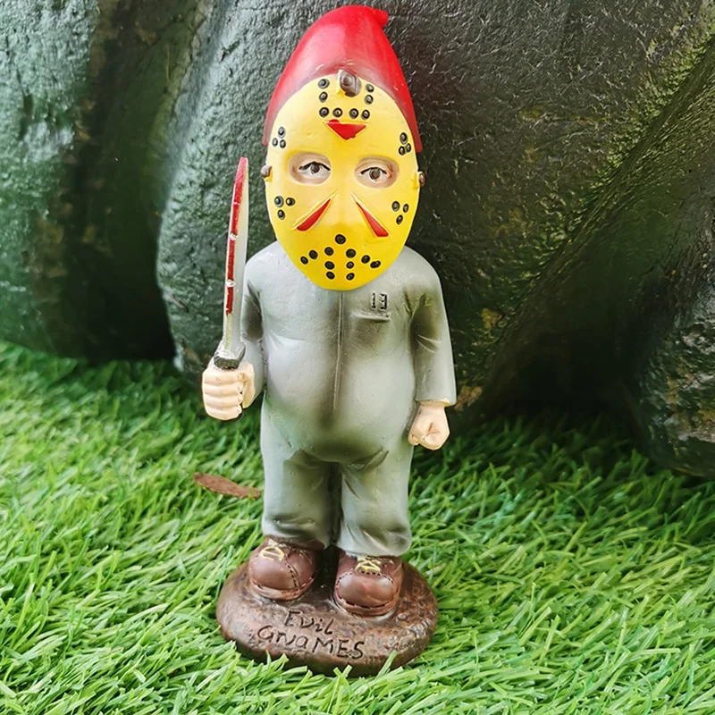 

Gnome Hunting Garden Statue Warrior Manhunter Gnome Cutter Sculpture Creepy Dwarf Zombie For Outdoors Garden Yard Decor