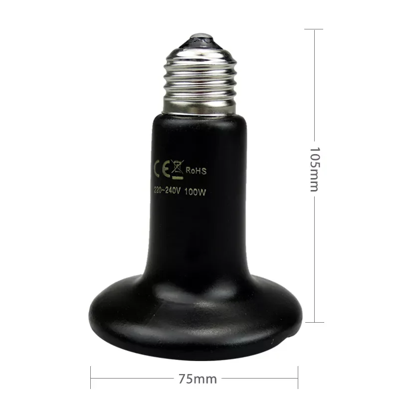 

JMT Pet Heating Light Bulb Infrared Black Ceramic Emitter Heat Lamp Bulb for Reptile Animals Heater Brooder Ceramic Heate